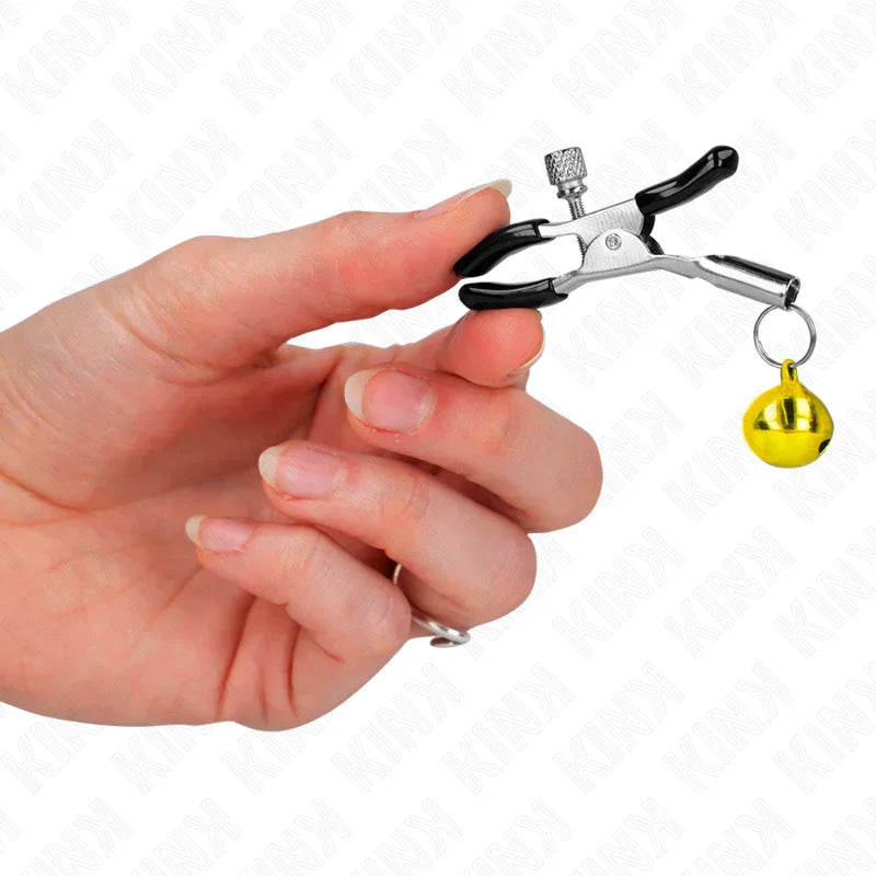 KINK - PINZAS PARA PEZONES CON CAMPANILLA DORADA 6 CM - Nuvica