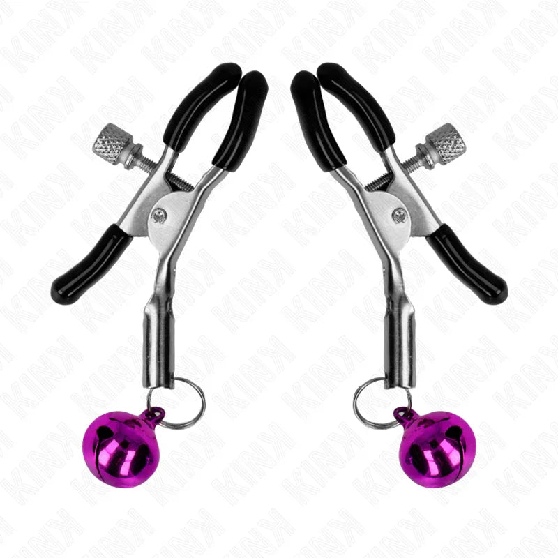 KINK - PINZAS PARA PEZONES CON CAMPANILLA VIOLETA 6 CM - Nuvica