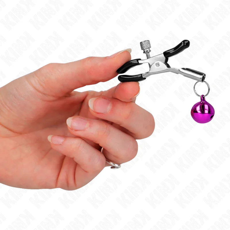 KINK - PINZAS PARA PEZONES CON CAMPANILLA VIOLETA 6 CM - Nuvica