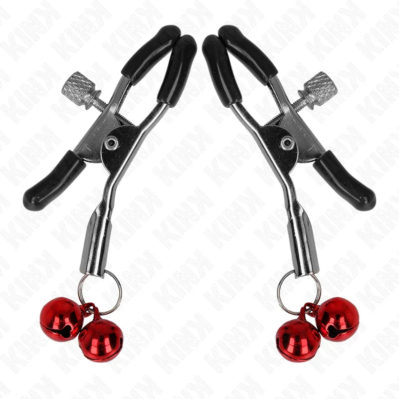 KINK - PINZAS PARA PEZONES CON DOBLE CAMPANILLA ROJO 6 CM - Nuvica