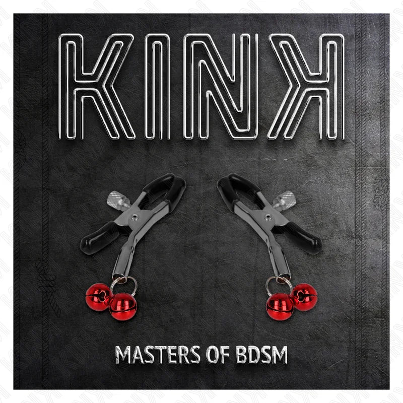 KINK - PINZAS PARA PEZONES CON DOBLE CAMPANILLA ROJO 6 CM - Nuvica