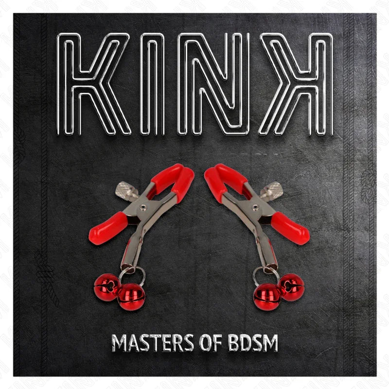 KINK - PINZAS PARA PEZONES ROJAS CON DOBLE CAMPANILLA ROJO 6 CM - Nuvica