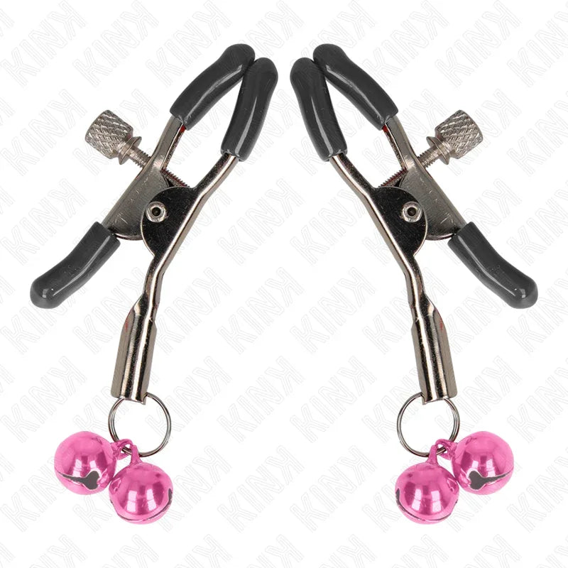 KINK - PINZAS PARA PEZONES CON DOBLE CAMPANILLA ROSA 6 CM - Nuvica