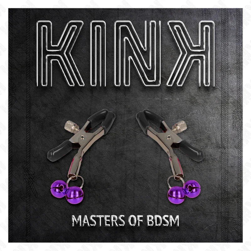 KINK - PINZAS PARA PEZONES CON DOBLE CAMPANILLA VIOLETA 6 CM - Nuvica