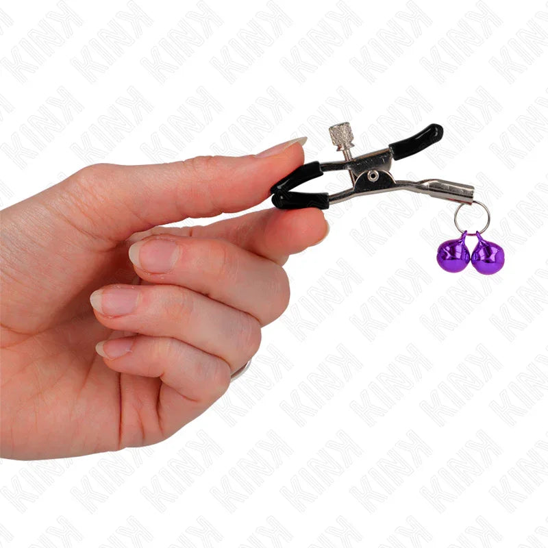 KINK - PINZAS PARA PEZONES CON DOBLE CAMPANILLA VIOLETA 6 CM - Nuvica