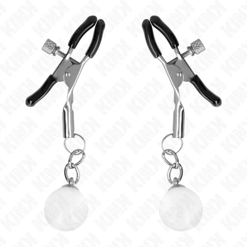 KINK - PINZAS PARA PEZONES PLATEADAS CON COLGANTE DE VIDRIO 6 CM - Nuvica