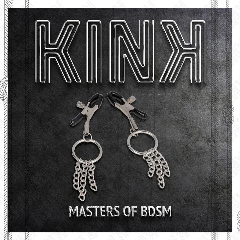 KINK - PINZAS PARA PEZONES CON ARO Y PEQUEÑAS CADENAS PLATEADO 6 CM - Nuvica