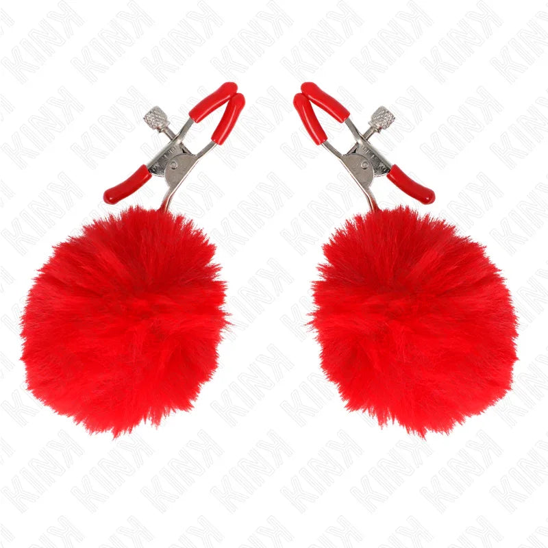 KINK - PINZAS PARA PEZONES CON POMPÓN ROJO 6 CM - Nuvica