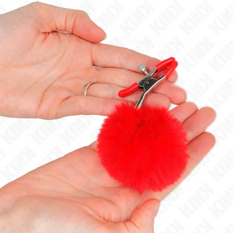 KINK - PINZAS PARA PEZONES CON POMPÓN ROJO 6 CM - Nuvica