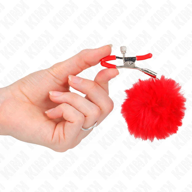 KINK - PINZAS PARA PEZONES CON POMPÓN ROJO 6 CM - Nuvica