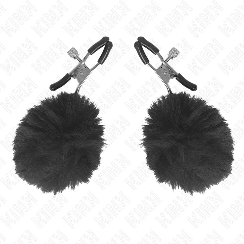 KINK - PINZAS PARA PEZONES CON POMPÓN NEGRO 6 CM - Nuvica