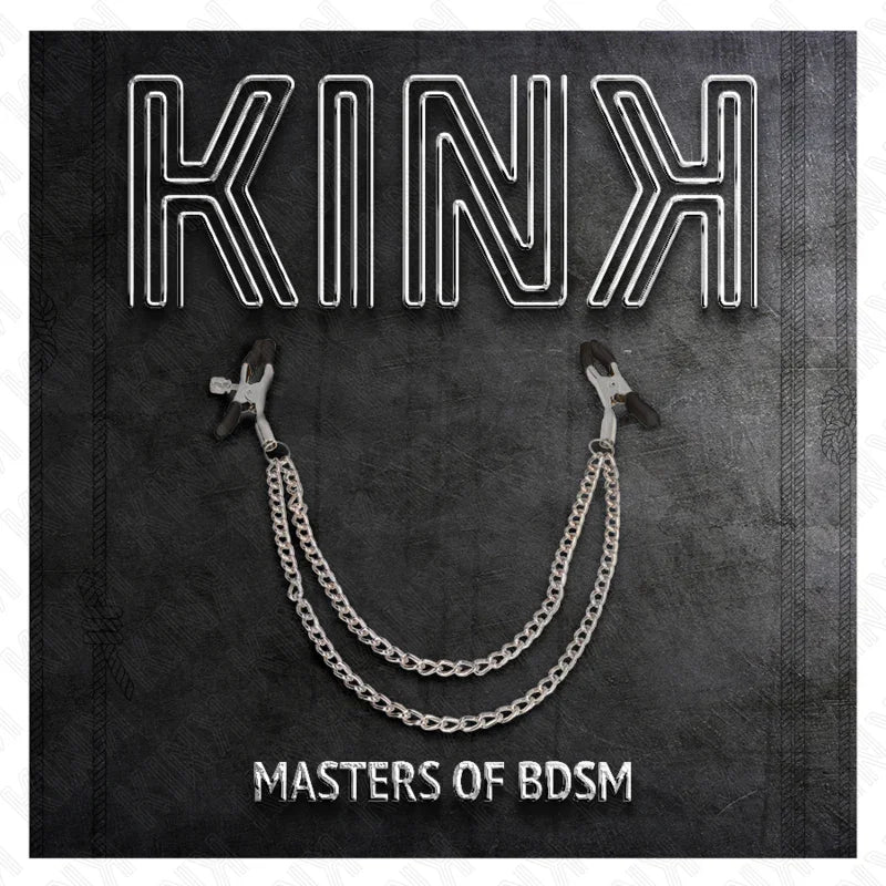 KINK - PINZAS PARA PEZONES CON DOBLE CADENA GRUESA PLATEADO 20/23 CM - Nuvica