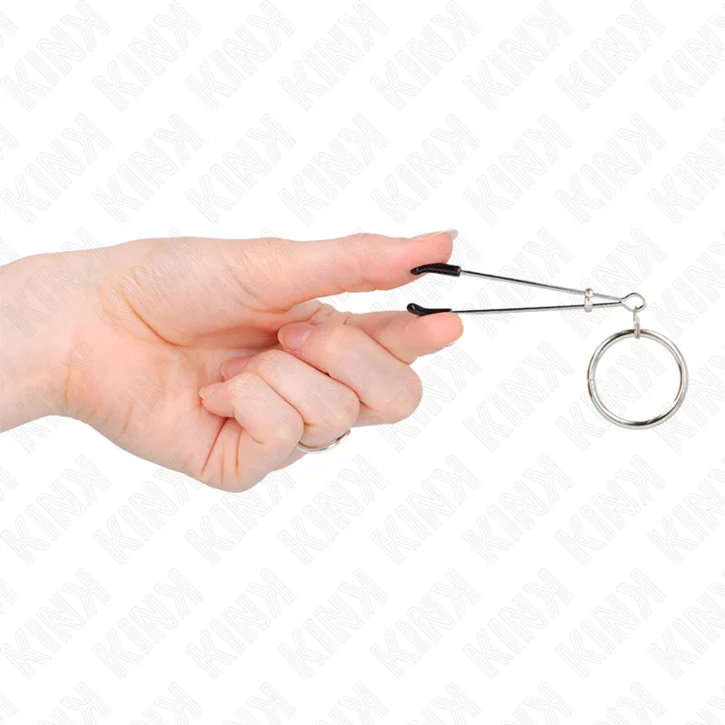 KINK - PINZAS PARA PEZONES FINA CON ARO PLATEADO 7 CM - Nuvica