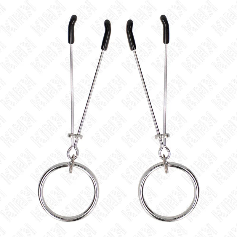 KINK - PINZAS PARA PEZONES FINA CON ARO PLATEADO 7 CM - Nuvica