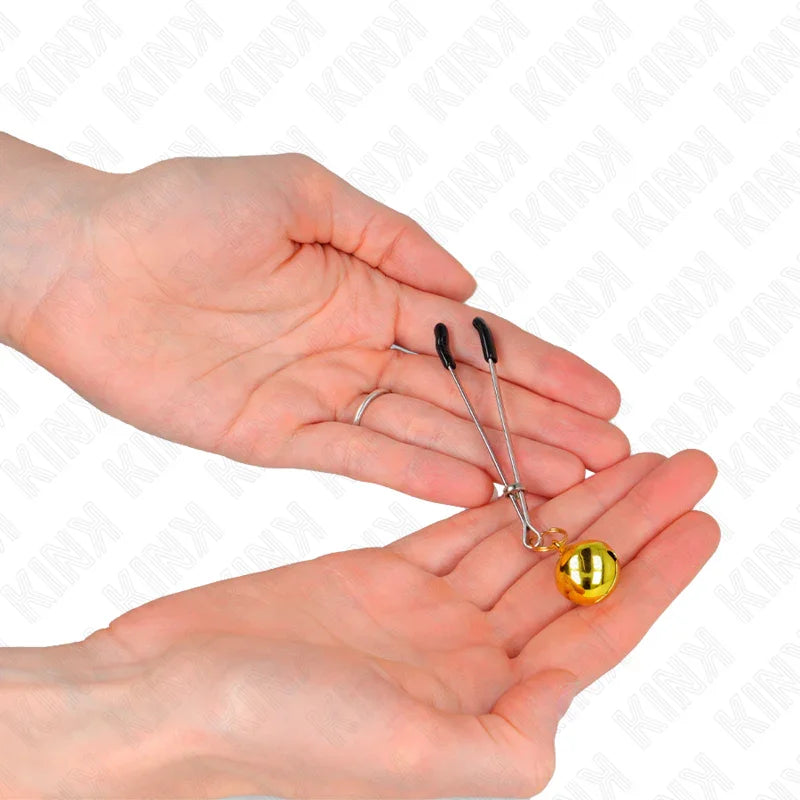 KINK - PINZAS PARA PEZONES FINA CON CASCABEL DORADO 7 CM - Nuvica