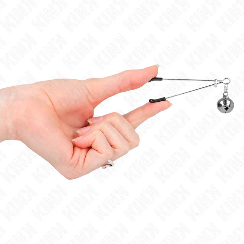 KINK - PINZAS PARA PEZONES FINA CON CASCABEL PLATEADO 7 CM - Nuvica