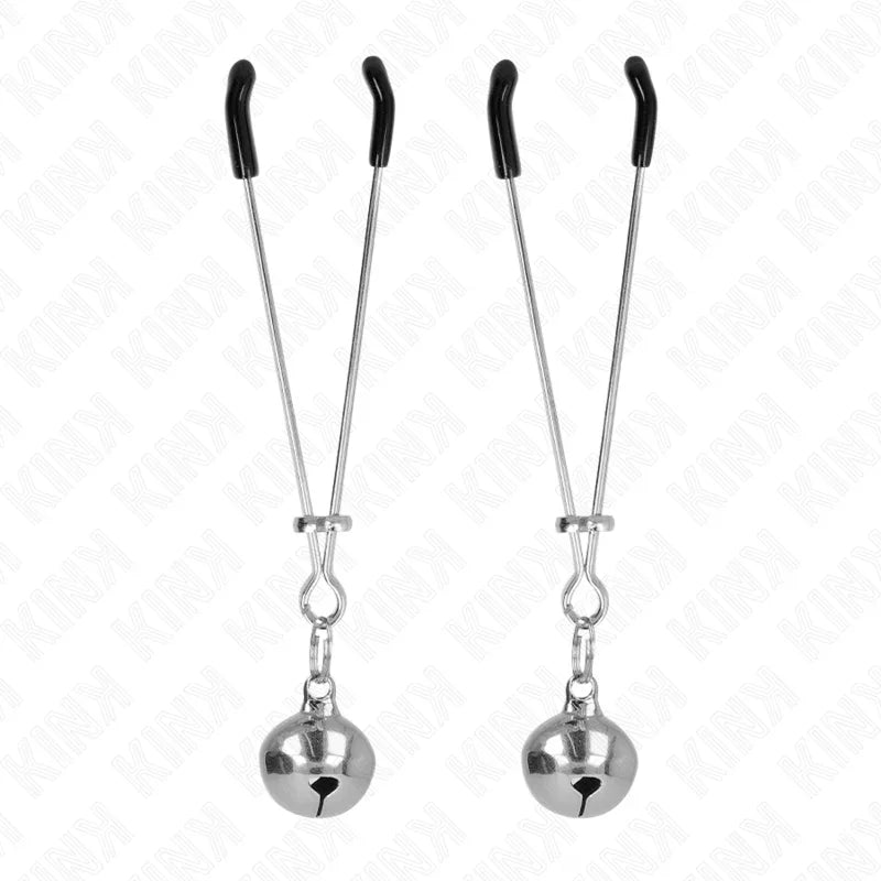 KINK - PINZAS PARA PEZONES FINA CON CASCABEL PLATEADO 7 CM - Nuvica