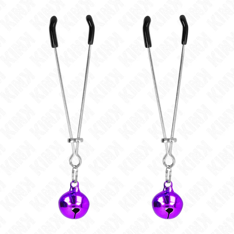 KINK - PINZAS PARA PEZONES FINA CON CASCABEL VIOLETA 7 CM - Nuvica
