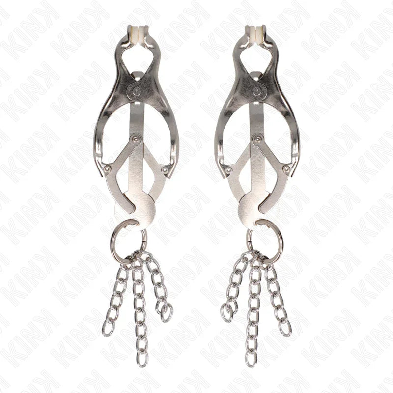 KINK - PINZAS PARA PEZONES ESTILO JAPONÉS CON CADENAS PLATEADO - Nuvica