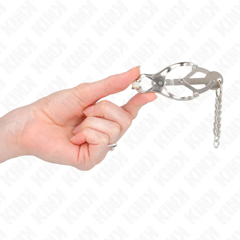 KINK - PINZAS PARA PEZONES ESTILO JAPONÉS CON CADENAS PLATEADO - Nuvica