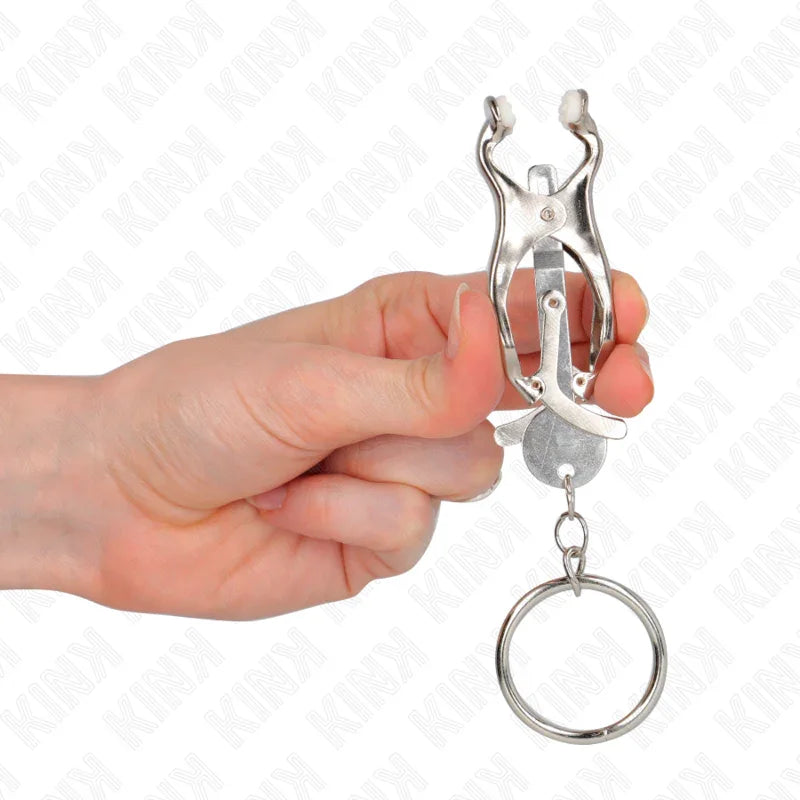 KINK - PINZAS PARA PEZONES ESTILO JAPONÉS CON AROS PLATEADO - Nuvica