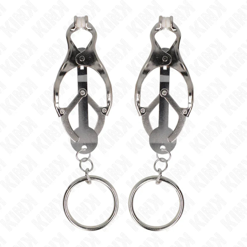 KINK - PINZAS PARA PEZONES ESTILO JAPONÉS CON AROS PLATEADO - Nuvica
