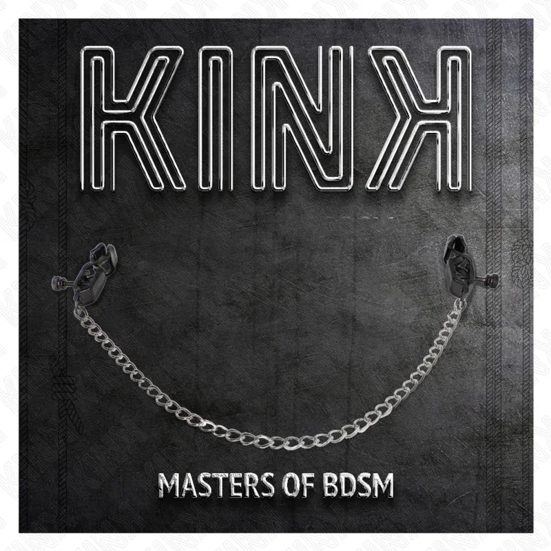 KINK - PINZAS PARA PEZONES PLANAS NEGRO CON CADENA PLATEADO 30 CM - Nuvica
