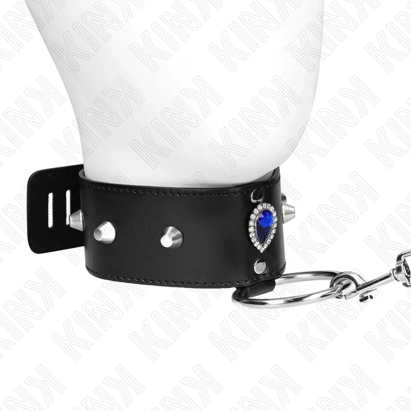 KINK - COLLAR CON CORREA 65 CM CON DIAMANTES AZULES AJUSTABLE 36-43 CM X 5 CM - Nuvica