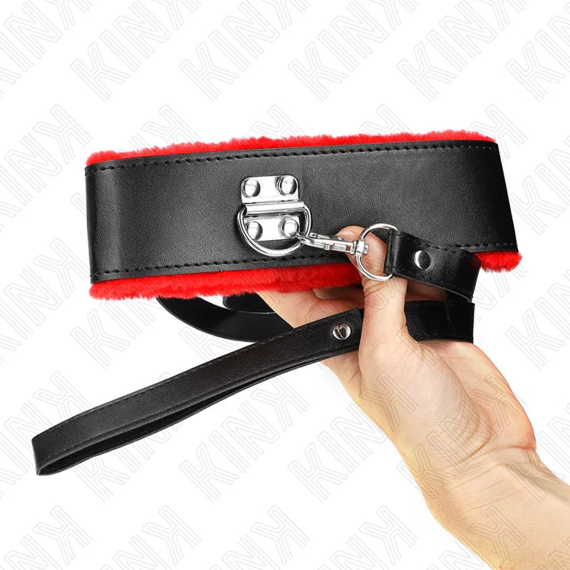 KINK - COLLAR CON CORREA 116 CM DE PIEL ROJO AJUSTABLE 40-48 CM X 6 CM - Nuvica