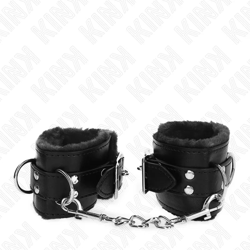 KINK - MUÑEQUERAS FORRADAS NEGRO CON CORREA NEGRO AJUSTABLE 20-29 CM X 5.5 CM - Nuvica