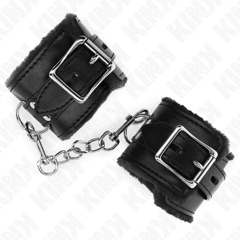 KINK - MUÑEQUERAS FORRADAS NEGRO CON CORREA NEGRO AJUSTABLE 20-29 CM X 5.5 CM - Nuvica