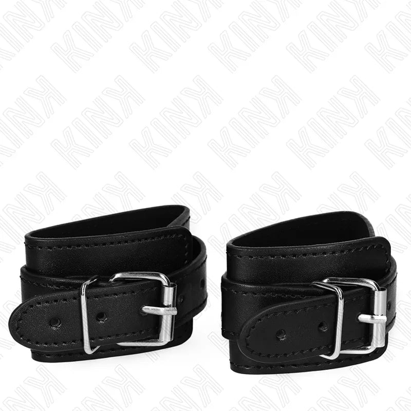 KINK - MUÑEQUERAS ESTILO MAZMORRA CON CERRADURA NEGRO AJUSTABLE 21-28 CM X 5.5 CM - Nuvica