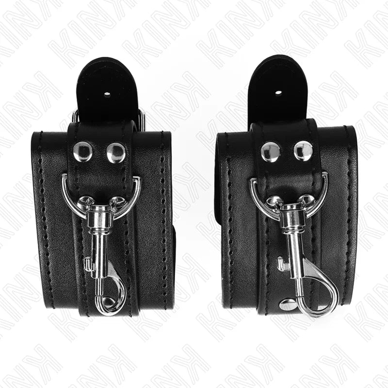 KINK - MUÑEQUERAS ESTILO MAZMORRA CON CERRADURA NEGRO AJUSTABLE 21-28 CM X 5.5 CM - Nuvica