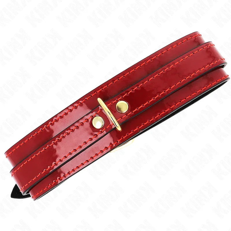 KINK - COLLAR AJUSTABLE ROJO VINO DETALLES DORADOS 29-42.5 CM X 4 CM - Nuvica