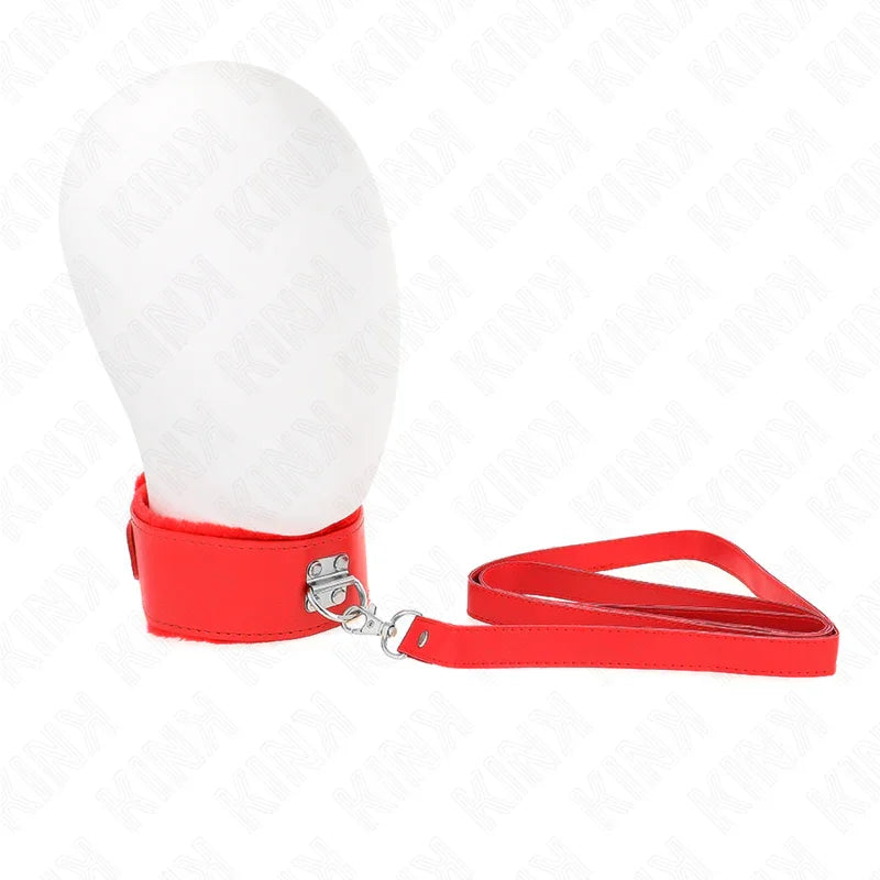 KINK - COLLAR CON CORREA 116 CM CON TACHUELAS PLATEADAS MODELO 4 ROJO AJUSTABLE 40-48 CM X 6 CM - Nuvica