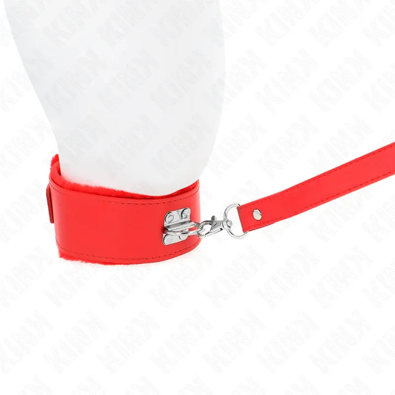 KINK - COLLAR CON CORREA 116 CM CON TACHUELAS PLATEADAS MODELO 4 ROJO AJUSTABLE 40-48 CM X 6 CM - Nuvica