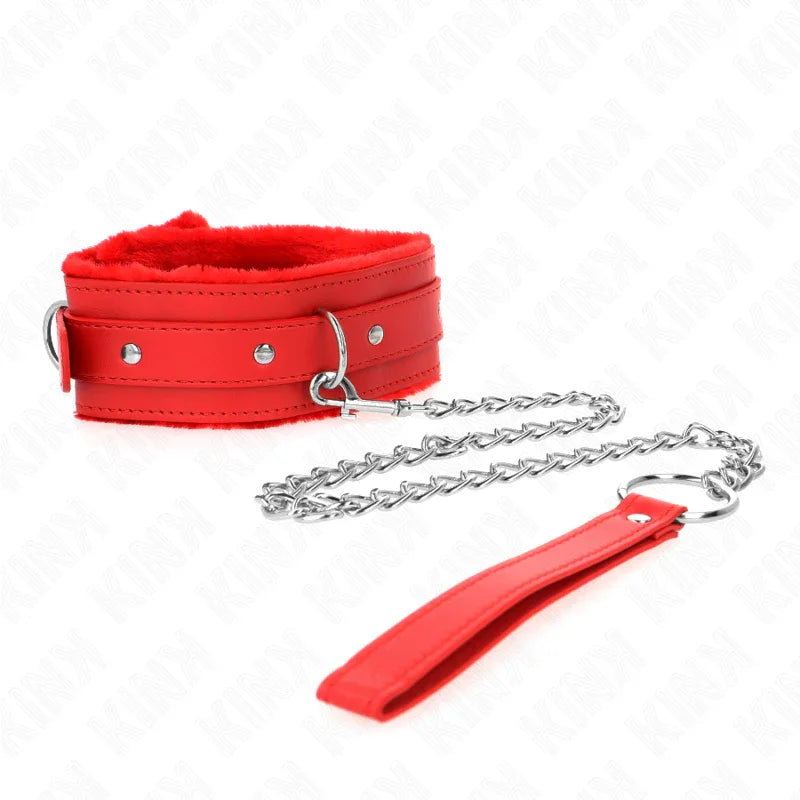 KINK - COLLAR CON CORREA 65 CM CON RESTRICCIONES ROJO AJUSTABLE 36-42 CM X 5.5 CM - Nuvica