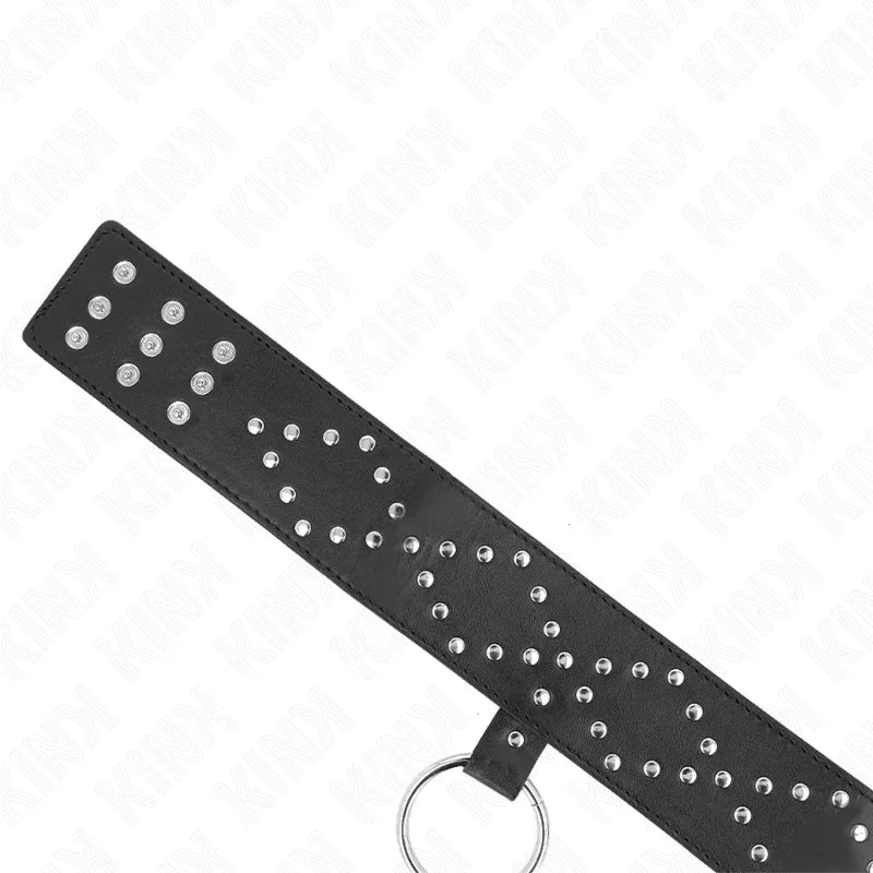 KINK - COLLAR CON CORREA 65 CM CON TACHUELAS PLATEADAS MODELO 3 AJUSTABLE 36-43 CM X 5 CM - Nuvica