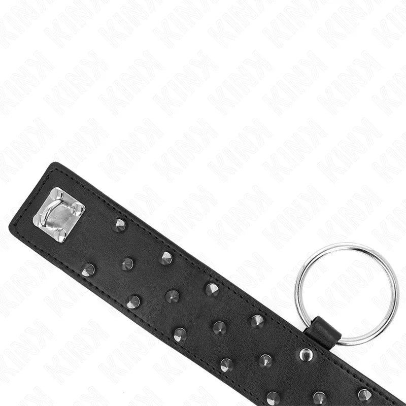 KINK - COLLAR CON CORREA 65 CM CON TACHUELAS PLATEADAS MODELO 5 AJUSTABLE 36-43 CM X 5 CM - Nuvica