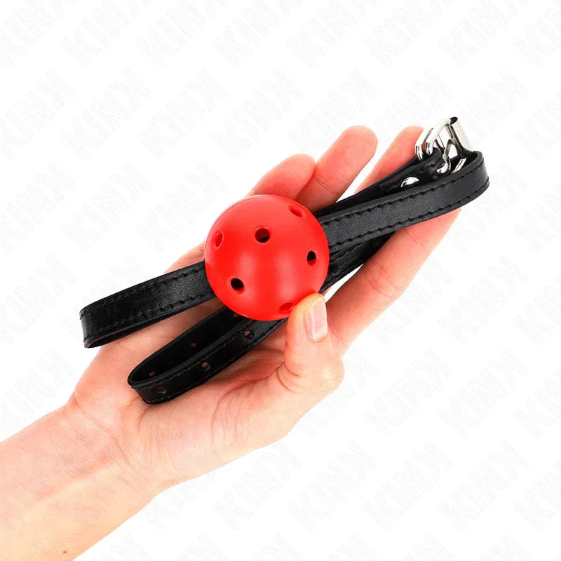 KINK - MORDAZA DE BOLA 4.5 CM TRANSPIRABLE SIMPLICITY ROJO 62 x 1.5 CM - Nuvica