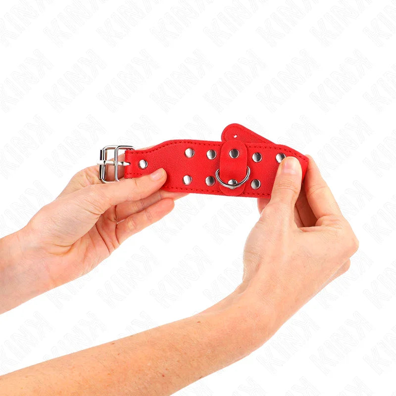KINK - MUÑEQUERAS CON DOBLE LÍNEA DE TACHUELAS AJUSTABLE ROJO - Nuvica