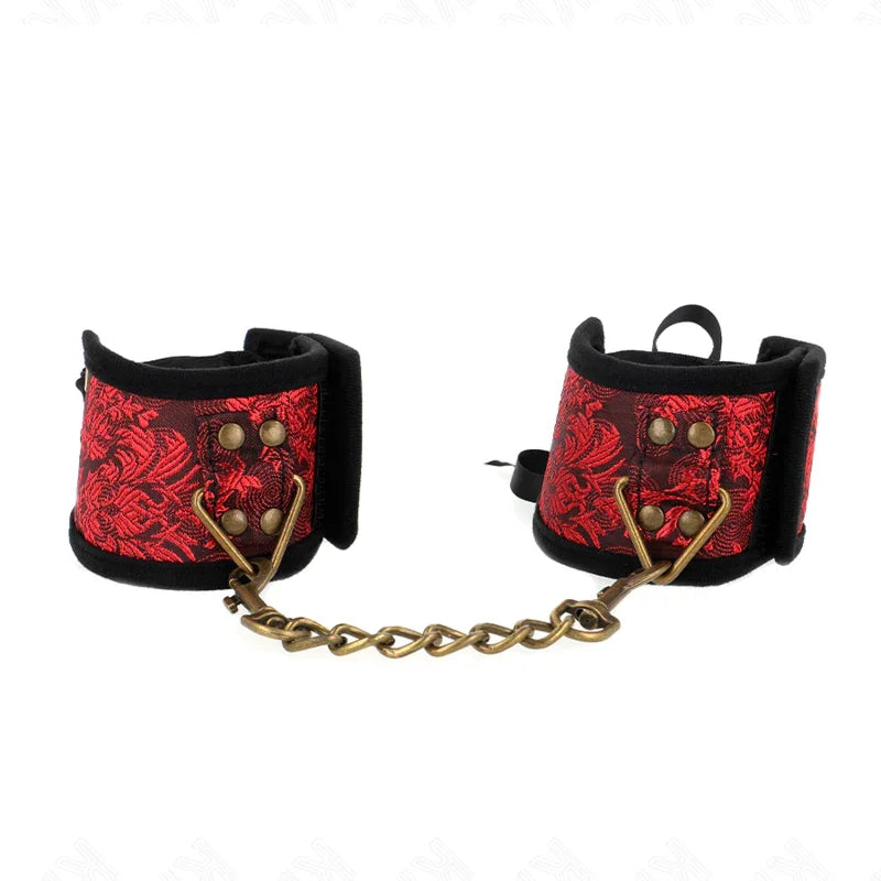 KINK - MUÑEQUERAS DISEÑO ESCÁNDALO ROJO-NEGRO DETALLE LAZO 24.5 CM X 6.5 CM - Nuvica