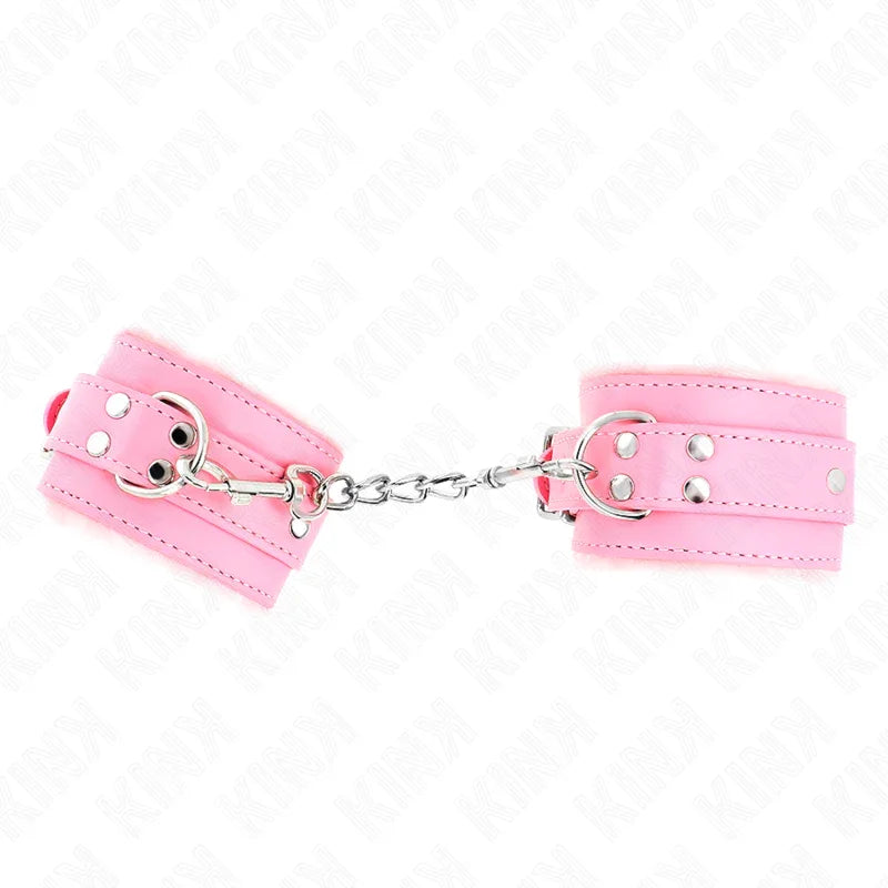 KINK - MUÑEQUERAS FORRADAS ROSA CON CORREA ROSA AJUSTABLE 20-29 CM X 5.5 CM - Nuvica
