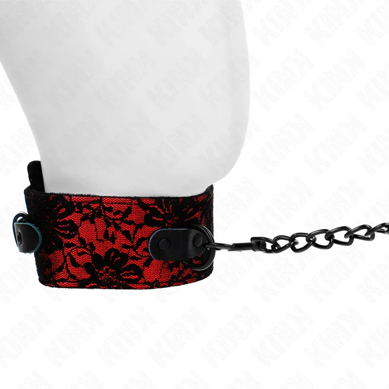 KINK - COLLAR CON CORREA 105 CM DE ENCAJE CON CINTURÓN DE CUERO REAL 44 X 5.5 CM - Nuvica
