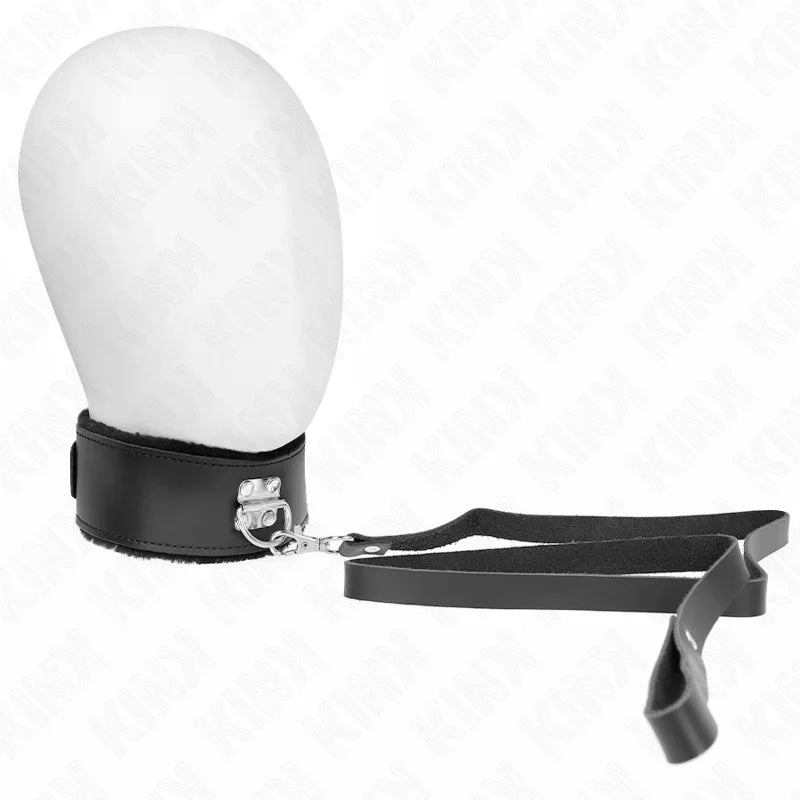 KINK - COLLAR CON CORREA 116 CM DE PIEL NEGRO AJUSTABLE 40-48 CM X 6 CM - Nuvica