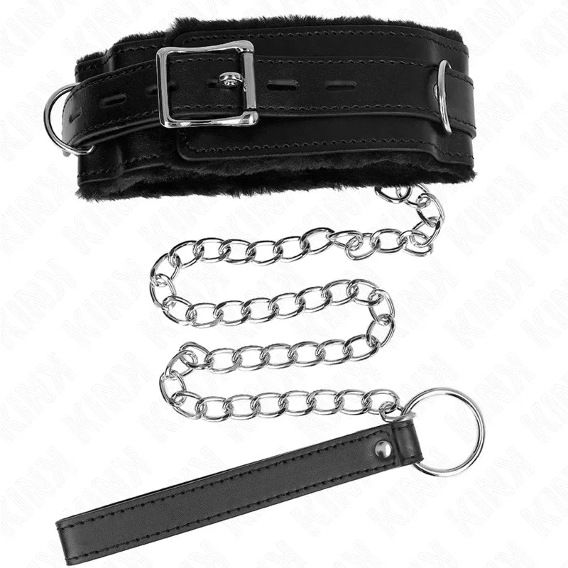 KINK - COLLAR CON CORREA 65 CM CON RESTRICCIONES NEGRO AJUSTABLE 36-42 CM X 5.5 CM - Nuvica
