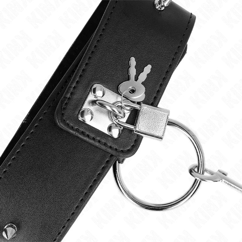 KINK - COLLAR CON CORREA 65 CM CON TACHUELAS PLATEADAS MODELO 2 AJUSTABLE 36-43 CM X 5 CM - Nuvica