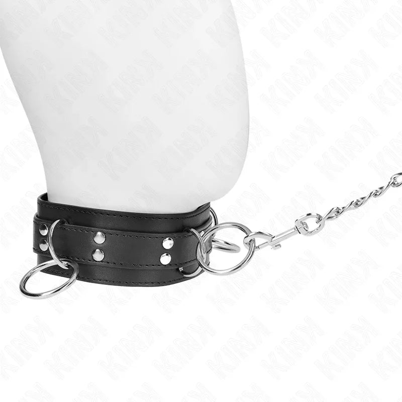 KINK - COLLAR CON CORREA 80 CM ESCLAVITUD 3 ANILLOS 53 X 5 CM - Nuvica