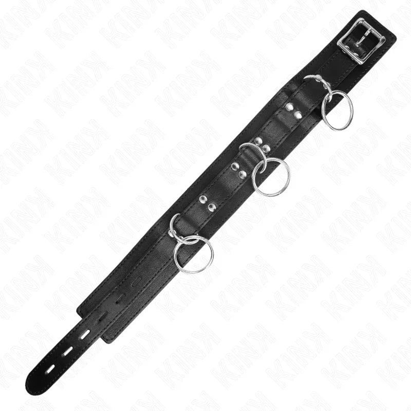KINK - COLLAR CON CORREA 80 CM ESCLAVITUD 3 ANILLOS 53 X 5 CM - Nuvica