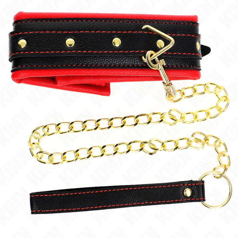 KINK - COLLAR CON CORREA ESPONJA IMITACIÓN CUERO MODELO 2 AJUSTABLE 37-54 CM X 3 CM - Nuvica